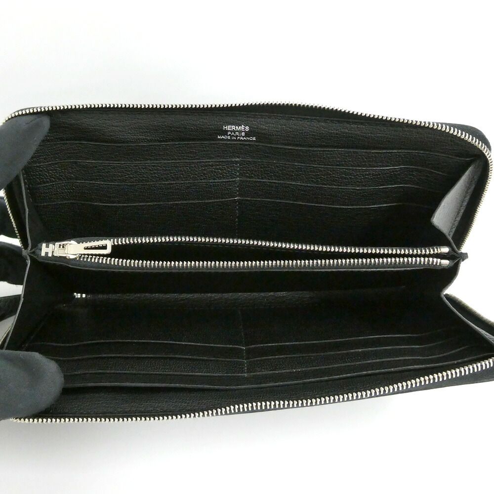 Hermes Azap Long Classic Black Silver Chevre Wallet — view 5