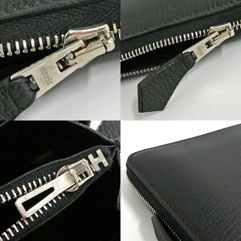 Hermes Azap Long Classic Black Silver Chevre Wallet — view 8