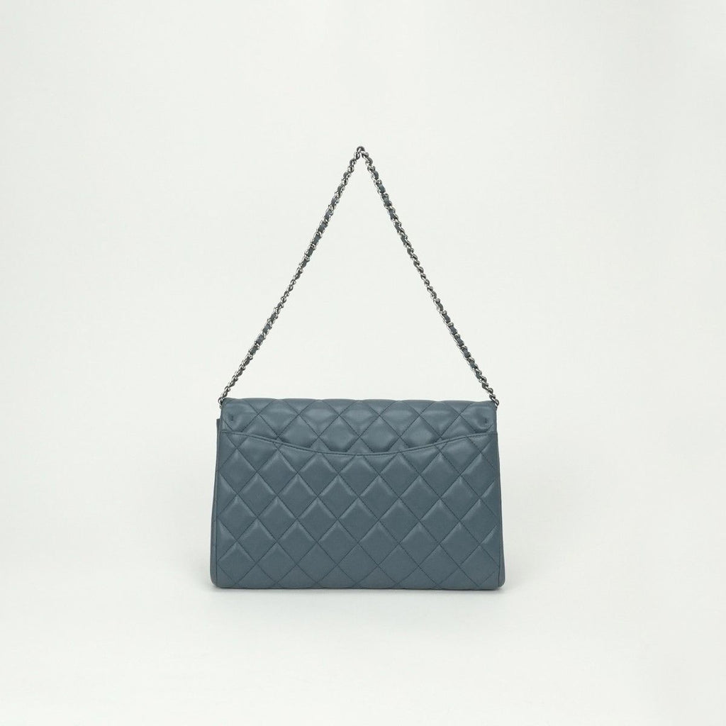 Chanel Quilted Shoulder Bag Lambskin Blue Silver Chain CC Logo Turnlock — view 3