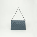 Chanel Quilted Shoulder Bag Lambskin Blue Silver Chain CC Logo Turnlock — view 3