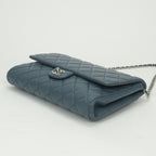 Chanel Quilted Shoulder Bag Lambskin Blue Silver Chain CC Logo Turnlock — view 6