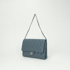 Chanel Quilted Shoulder Bag Lambskin Blue Silver Chain CC Logo Turnlock — view 2