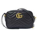 Gucci Shoulder Bag GG Marmont Leather Black Quilted