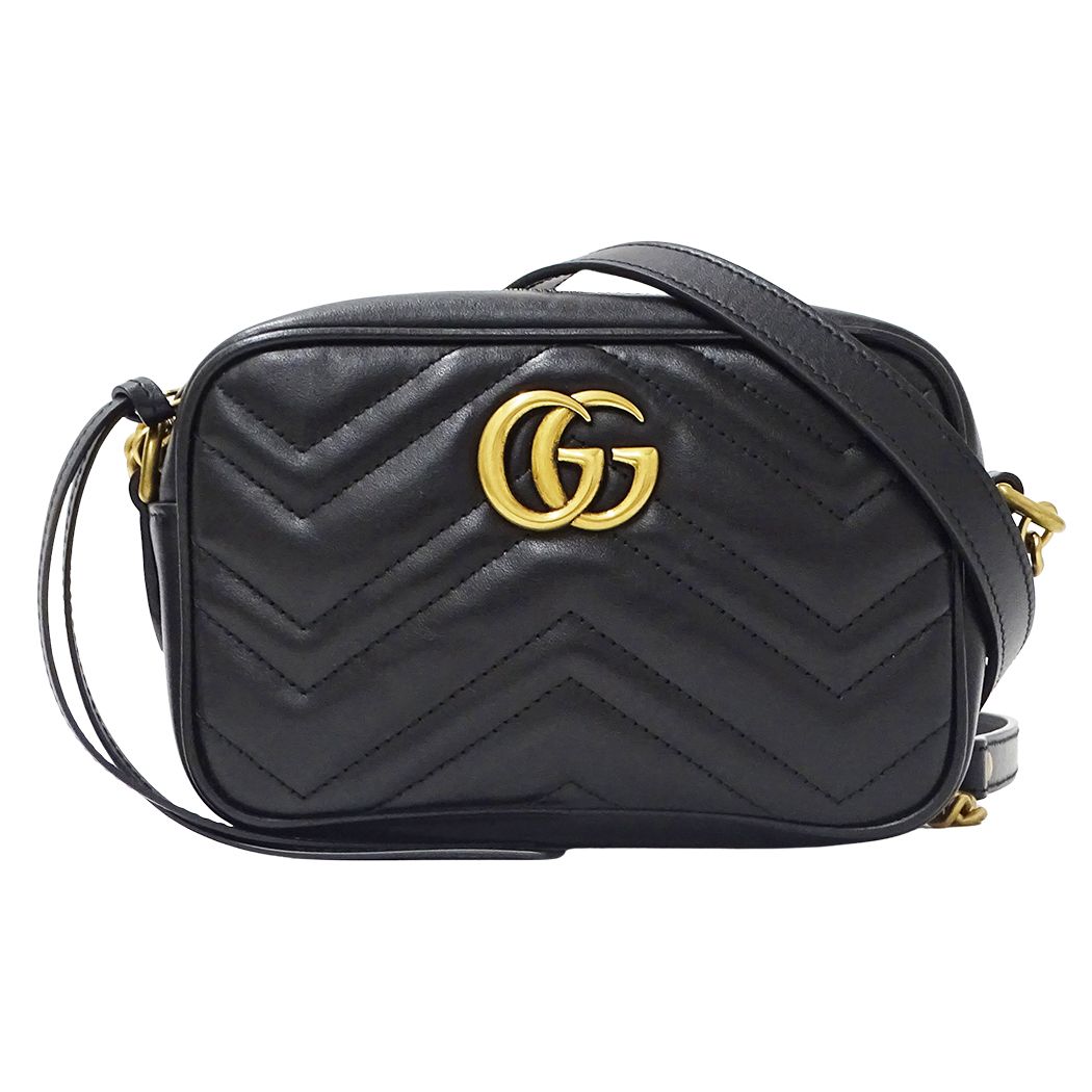 Gucci Shoulder Bag GG Marmont Leather Black Quilted