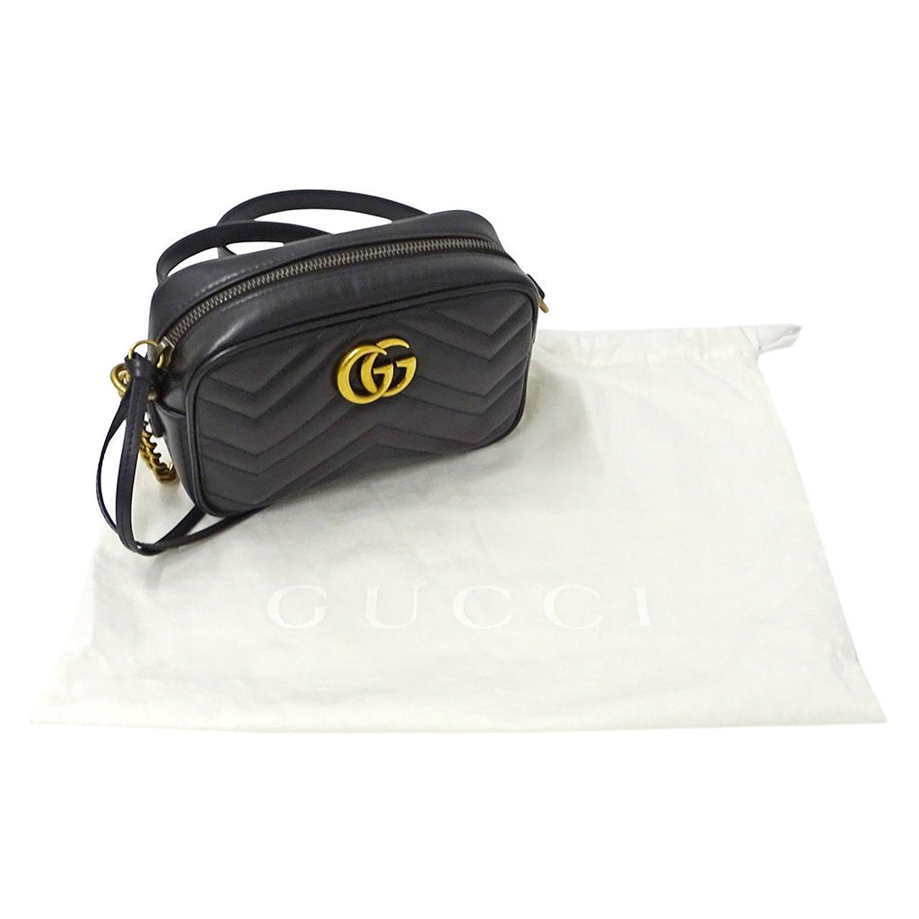 Gucci Shoulder Bag GG Marmont Leather Black Quilted — view 7