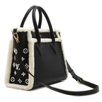 Louis Vuitton 2-Way Bag on My Side MM Leather Shearling Black White Gold Fur — view 2