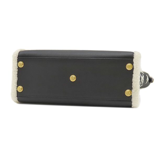 Louis Vuitton 2-Way Bag on My Side MM Leather Shearling Black White Gold Fur — view 3