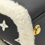 Louis Vuitton 2-Way Bag on My Side MM Leather Shearling Black White Gold Fur — view 4