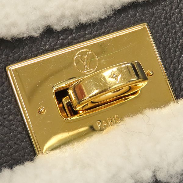 Louis Vuitton 2-Way Bag on My Side MM Leather Shearling Black White Gold Fur — view 8