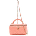 Chanel Pink Lambskin Top Handle Vanity