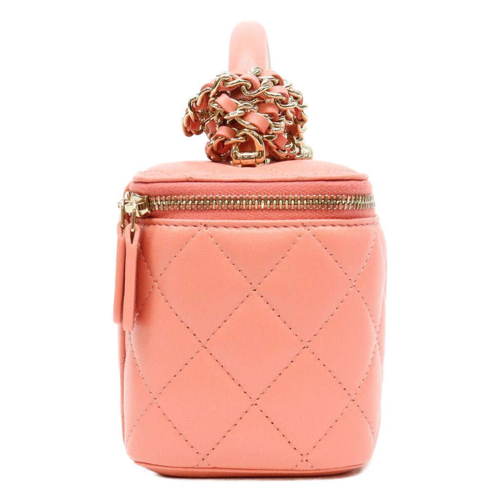 Chanel Pink Lambskin Top Handle Vanity — view 4