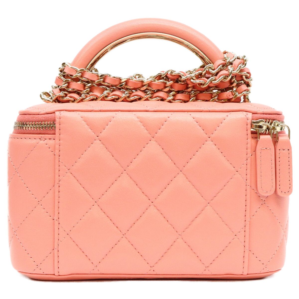 Chanel Pink Lambskin Top Handle Vanity — view 3