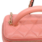 Chanel Pink Lambskin Top Handle Vanity — view 7