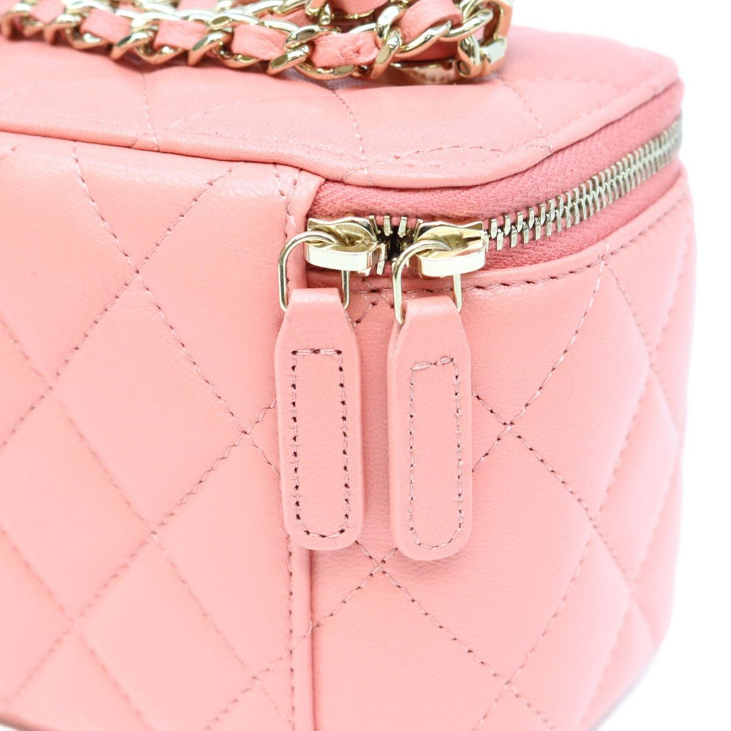 Chanel Pink Lambskin Top Handle Vanity — view 8
