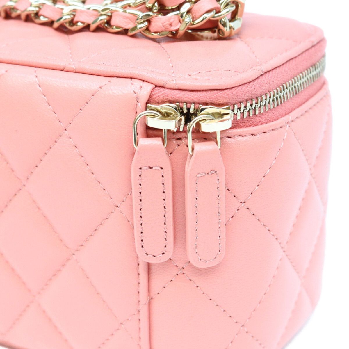 Chanel Pink Lambskin Top Handle Vanity — view 8