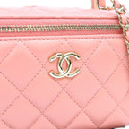 Chanel Pink Lambskin Top Handle Vanity — view 6