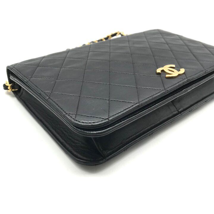 Chanel CC Logo Quilted Push Lock Leather Chain Shoulder Bag Black — view 5