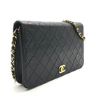 Chanel CC Logo Quilted Push Lock Leather Chain Shoulder Bag Black — view 2