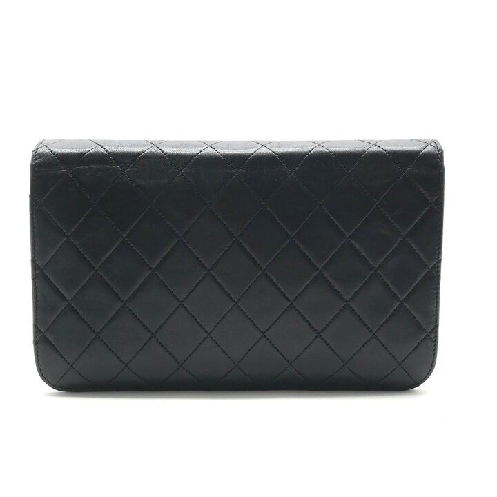 Chanel CC Logo Quilted Push Lock Leather Chain Shoulder Bag Black — view 3