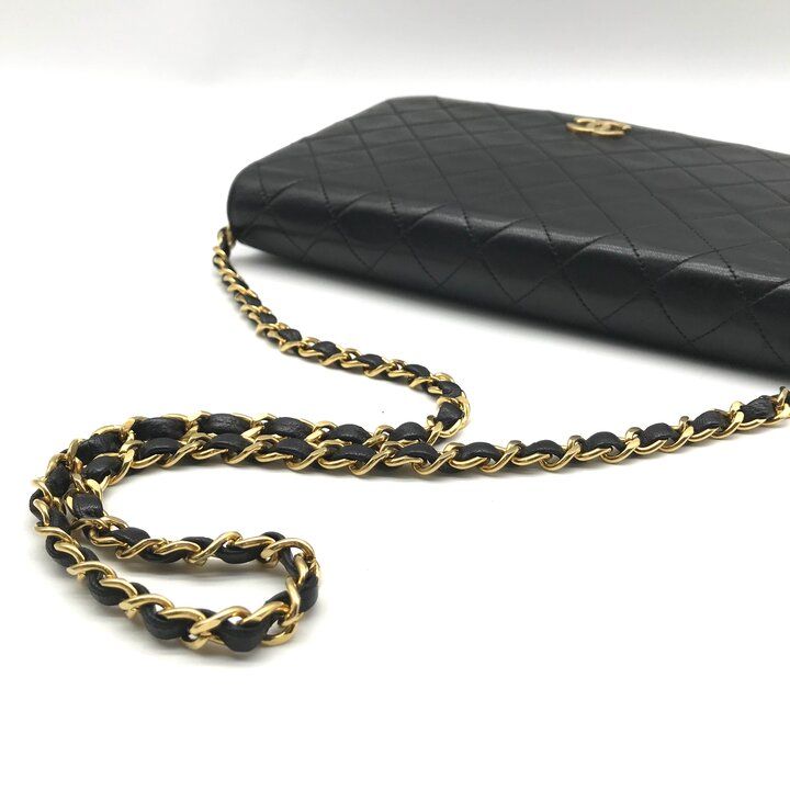 Chanel CC Logo Quilted Push Lock Leather Chain Shoulder Bag Black — view 7