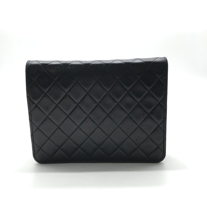 Chanel CC Logo Push Lock Lambskin Quilted Shoulder Bag Black — view 2