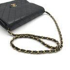 Chanel CC Logo Push Lock Lambskin Quilted Shoulder Bag Black — view 6