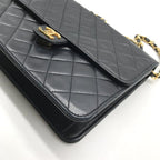 Chanel CC Logo Push Lock Lambskin Quilted Shoulder Bag Black — view 4