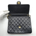 Chanel CC Logo Push Lock Lambskin Quilted Shoulder Bag Black — view 7