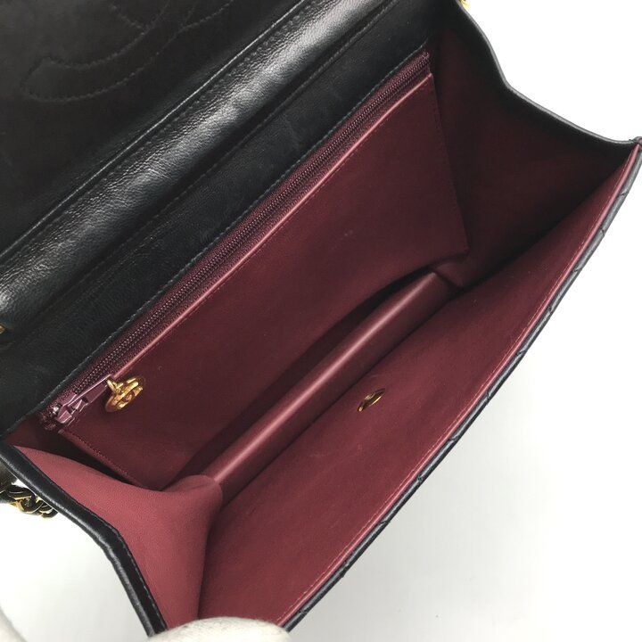 Chanel CC Logo Push Lock Lambskin Quilted Shoulder Bag Black — view 8