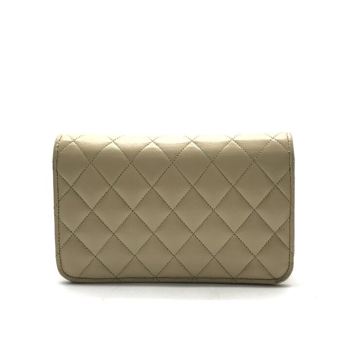 Chanel CC Logo Mini Quilted Lambskin Push Lock Chain Shoulder Bag Beige — view 2