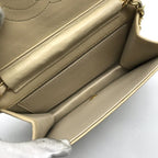 Chanel CC Logo Mini Quilted Lambskin Push Lock Chain Shoulder Bag Beige — view 8