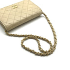 Chanel CC Logo Mini Quilted Lambskin Push Lock Chain Shoulder Bag Beige — view 6