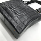 Chanel CC Logo Choco Bar Lambskin Tote Bag Black — view 5
