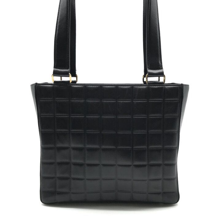 Chanel CC Logo Choco Bar Lambskin Tote Bag Black — view 3