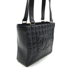 Chanel CC Logo Choco Bar Lambskin Tote Bag Black — view 2