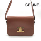 Celine Triomphe Leather Shoulder Bag Brown