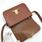 Celine Triomphe Leather Shoulder Bag Brown — view 7