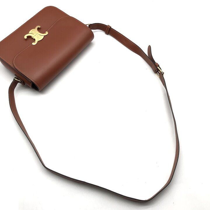 Celine Triomphe Leather Shoulder Bag Brown — view 6