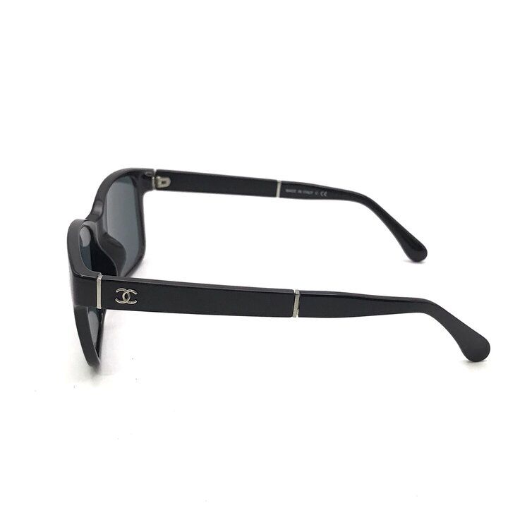 Chanel CC Logo Sunglasses Eyewear Black Silver — view 5