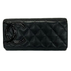 Chanel Wallet Cambon Line Black Silver Leather