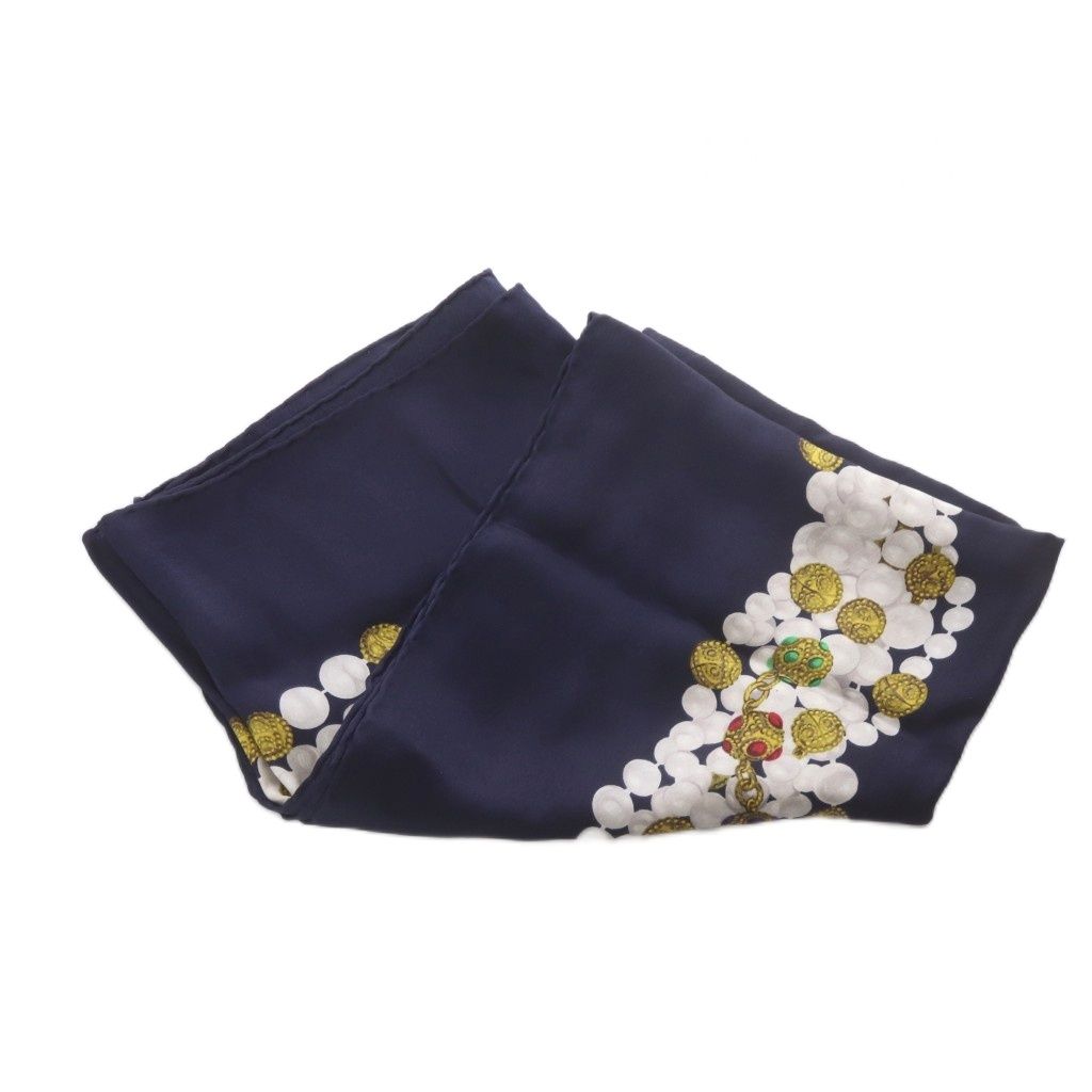 Chanel Scarf Pocket Square Border Pattern Navy — view 4