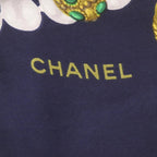 Chanel Scarf Pocket Square Border Pattern Navy — view 6