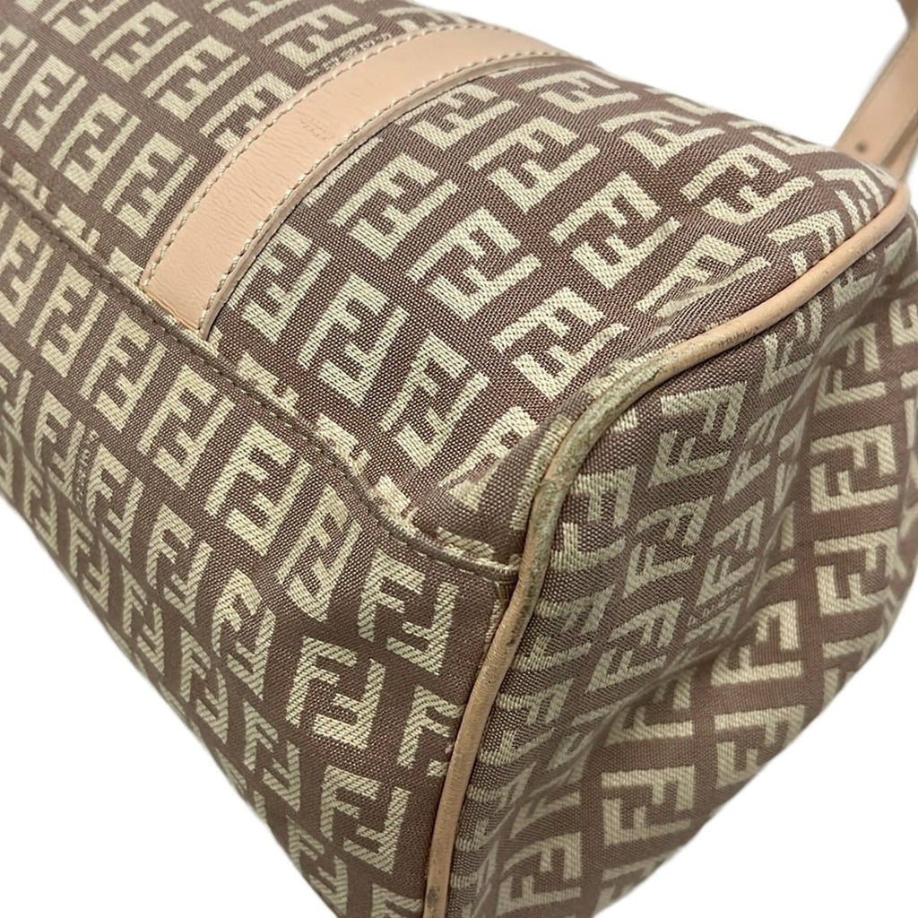 Fendi Tote Bag Zucchino Pattern Brown Ivory Beige Leather — view 6
