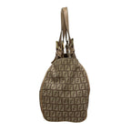 Fendi Tote Bag Zucchino Pattern Brown Ivory Beige Leather — view 2