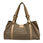 Fendi Tote Bag Zucchino Pattern Brown Ivory Beige Leather — view 3