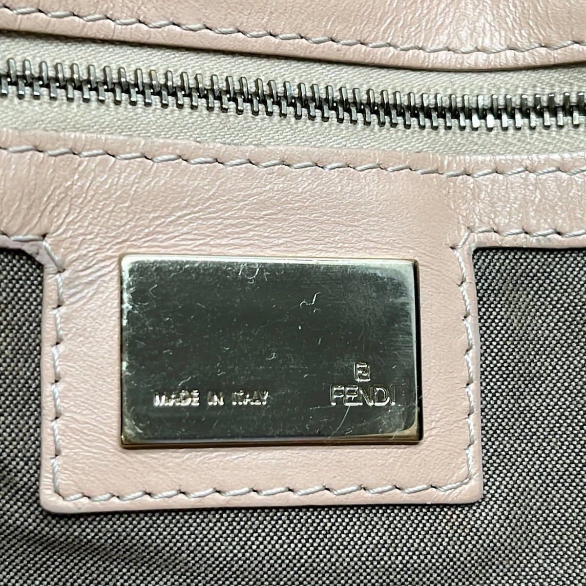 Fendi Tote Bag Zucchino Pattern Brown Ivory Beige Leather — view 8