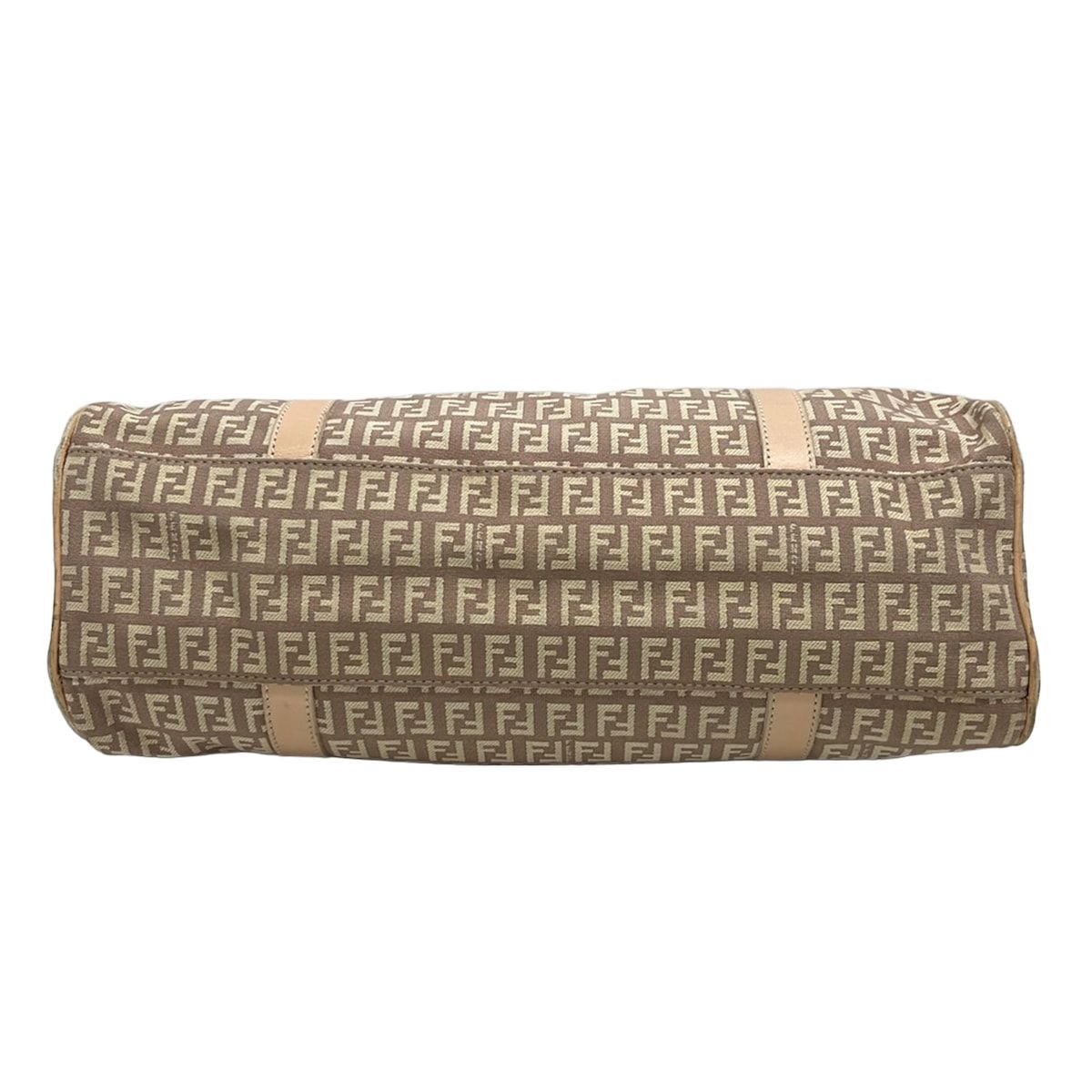 Fendi Tote Bag Zucchino Pattern Brown Ivory Beige Leather — view 5
