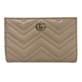 Gucci Bifold Wallet GG Marmont Beige Gold Leather