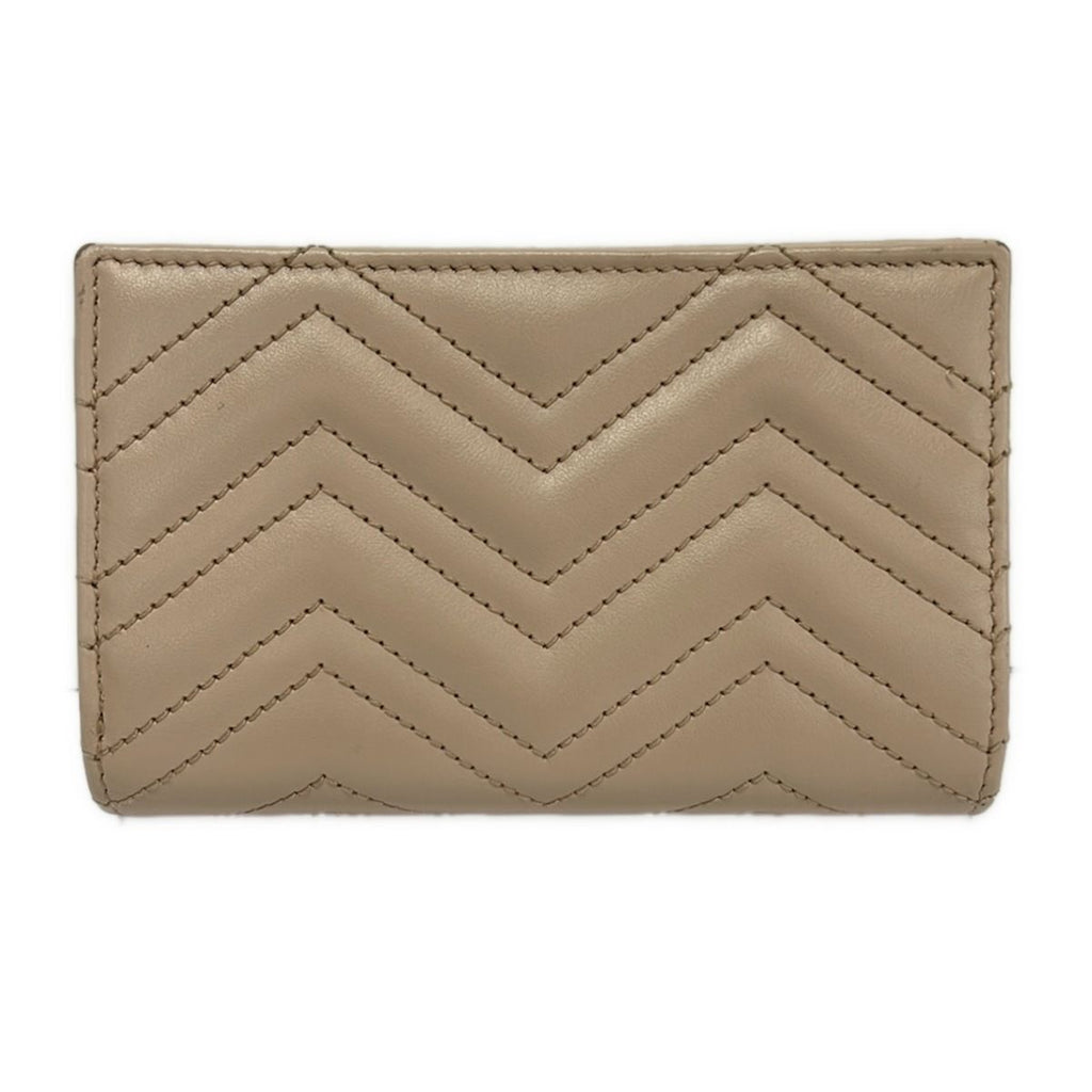 Gucci Bifold Wallet GG Marmont Beige Gold Leather — view 2