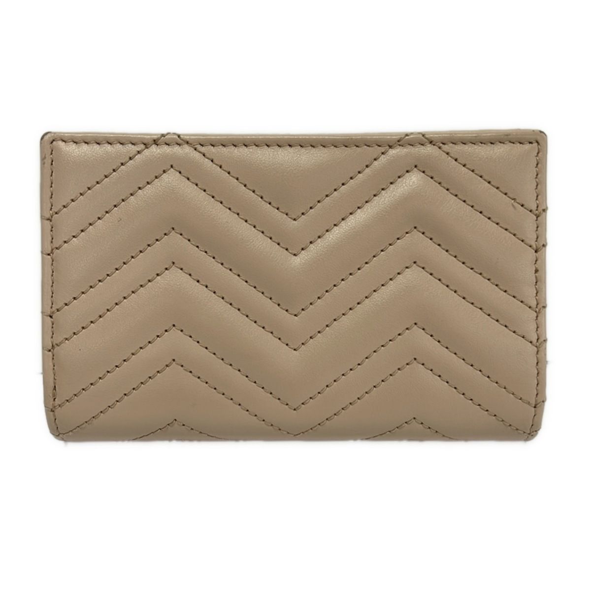 Gucci Bifold Wallet GG Marmont Beige Gold Leather — view 2